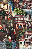 Bangkok Wat Pho, mural paintings of the ubosot. 